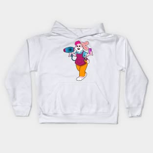 Rabbit as Hairdresser with Hair dryer & Comb Kids Hoodie